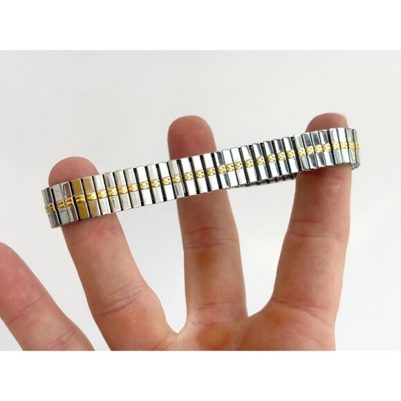 Two Toned Unisex Flexible Elastic Unisex Minimalist Bracelet - Picture 4 of 6